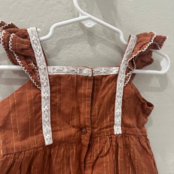 Janie and Jack Brown Lurex Ruffle Tank - Picture 6 of 8